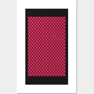 Illustration of knitted pattern, red wool stitches Posters and Art